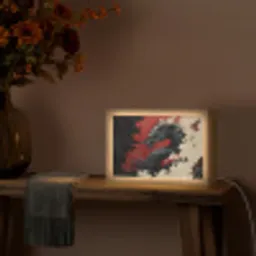 Zwarte draak - Rookwolken - Rood Light Box met kabel (Tafellamp) klein -sfeer4