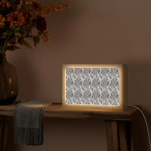 Zwart - Wit - Zebra - Patroon Light Box met kabel (Tafellamp) klein 924 -sfeer4