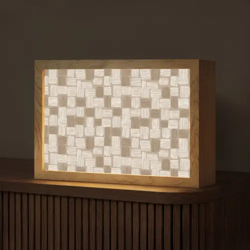 Blok - Patroon - Bruin Light Box met kabel (Tafellamp) klein 924 -z3d_website