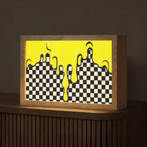 Geblokt - Grafisch - Vloeistof - Geel Light Box met kabel (Tafellamp) klein -z3d_website