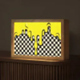 Geblokt - Grafisch - Vloeistof - Geel Light Box met kabel (Tafellamp) klein -z3d_website