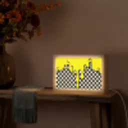 Geblokt - Grafisch - Vloeistof - Geel Light Box met kabel (Tafellamp) klein -sfeer4
