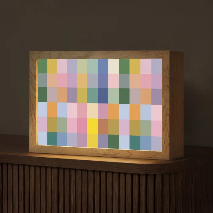 Blokken - Vierkant - Patroon - Gekleurd Light Box met kabel (Tafellamp) klein -z3d_website
