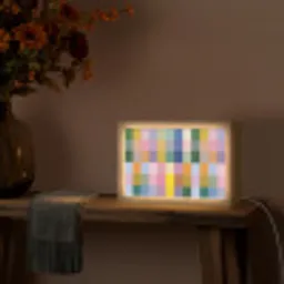 Blokken - Vierkant - Patroon - Gekleurd Light Box met kabel (Tafellamp) klein -sfeer4