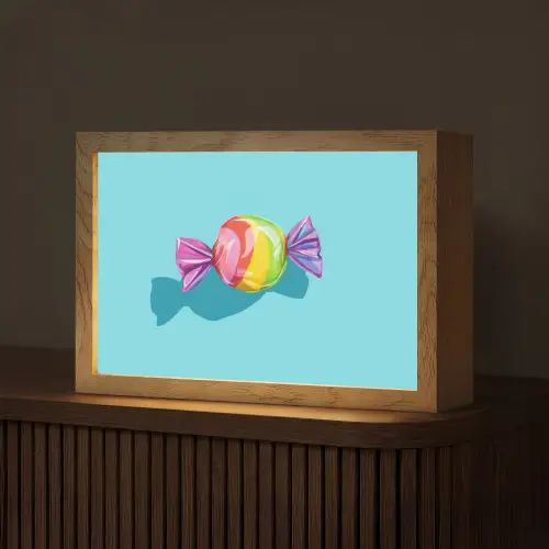 Blauw - Snoep - Regenboog Light Box met kabel (Tafellamp) klein -z3d_website