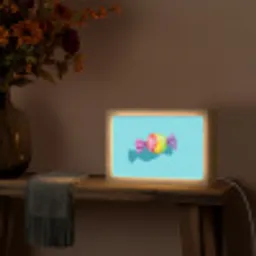 Blauw - Snoep - Regenboog Light Box met kabel (Tafellamp) klein -sfeer4