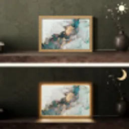 Marmer print - Goud - Blauw Light Box met kabel (Tafellamp) klein -sfeer3