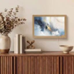 Blauw - Modern - Marmer - Abstract - Goud Light Box met kabel (Tafellamp) klein -sfeer2