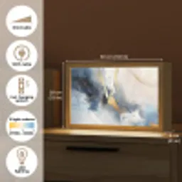 Blauw - Modern - Marmer - Abstract - Goud Light Box met kabel (Tafellamp) klein -USP_EN