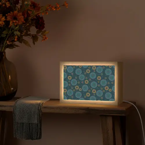 Blauw - Patroon - Retro Light Box met kabel (Tafellamp) klein 924 -sfeer4