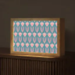 Blauw - Retro - Patroon - Hartjes Light Box met kabel (Tafellamp) klein 924 -z3d_website