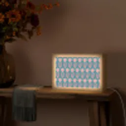 Blauw - Retro - Patroon - Hartjes Light Box met kabel (Tafellamp) klein 924 -sfeer4