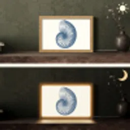 Blauw - Schelp - Spiraal Light Box met kabel (Tafellamp) klein -sfeer3