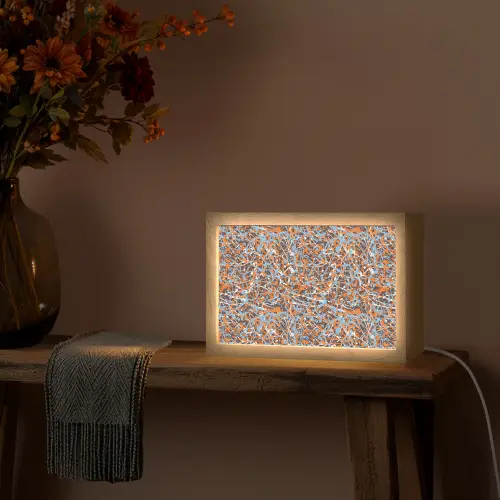 Blauw - Waterverf - Chaos Light Box met kabel (Tafellamp) klein 924 -sfeer4