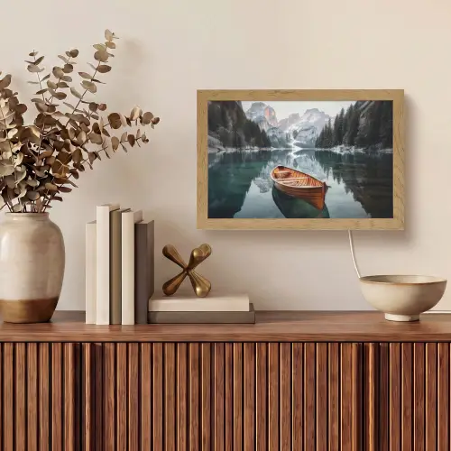 Boot - Bergen - Natuur - Water Light Box met kabel (Tafellamp) klein -sfeer2