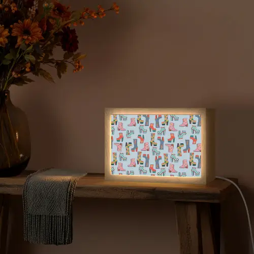 Laarzen - Patroon - Disco Light Box met kabel (Tafellamp) klein 924 -sfeer4