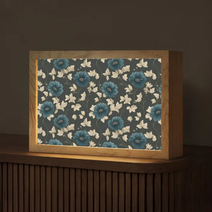 Botanisch - Bloemen - Blauw Light Box met kabel (Tafellamp) klein 924 -z3d_website