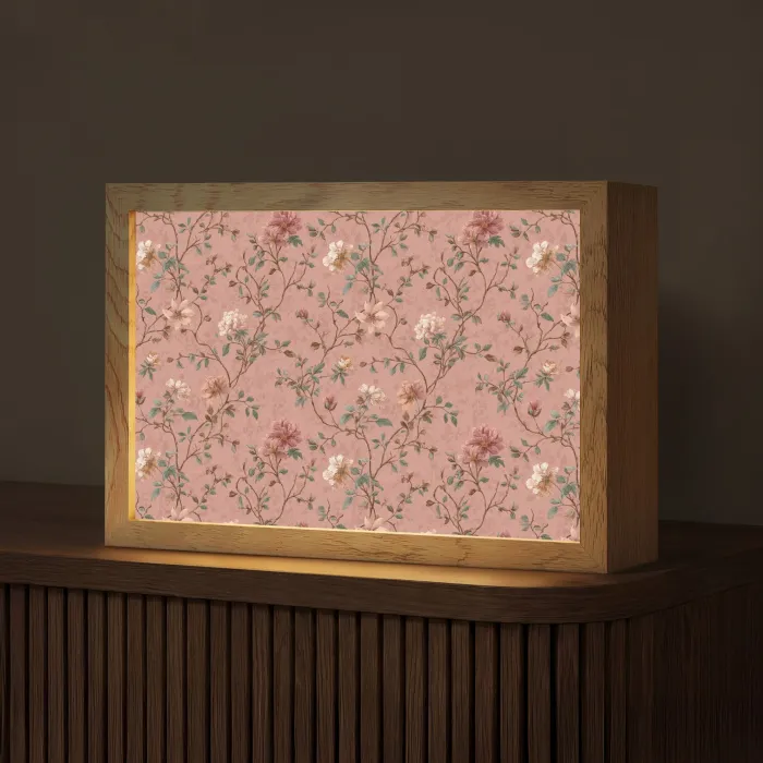 Botanisch - Bloemen - Roze Light Box met kabel (Tafellamp) klein 924 -z3d_website