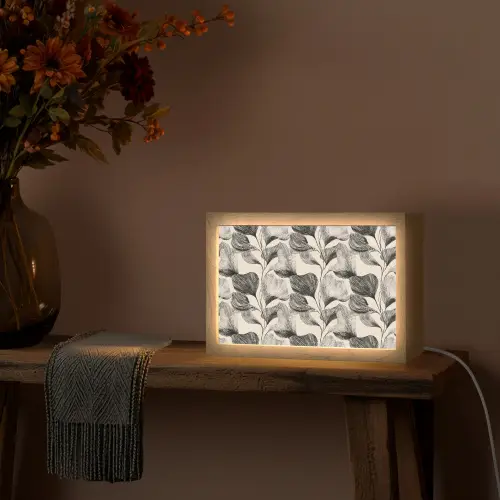 Botanisch - Bladeren - Zwart Light Box met kabel (Tafellamp) klein 924 -sfeer4