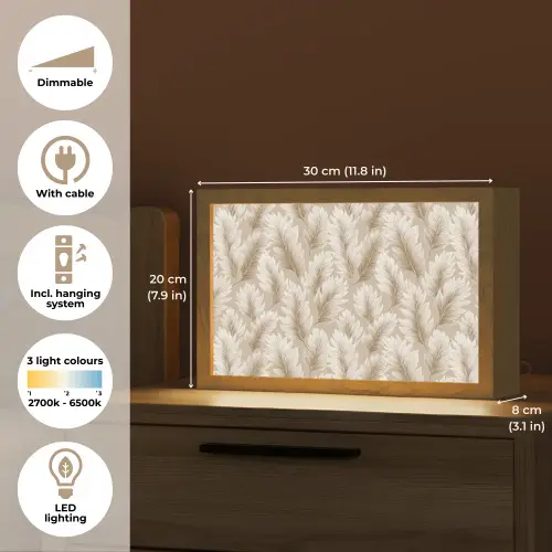 Botanisch - Patroon - Beige Light Box met kabel (Tafellamp) klein 924 -USP_EN