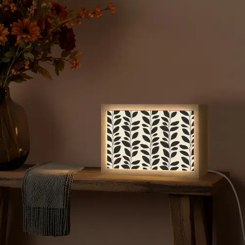 Botanisch - Dessin - Zwart - Beige Light Box met kabel (Tafellamp) klein 924 -sfeer4