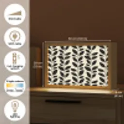 Botanisch - Dessin - Zwart - Beige Light Box met kabel (Tafellamp) klein 924 -USP_EN