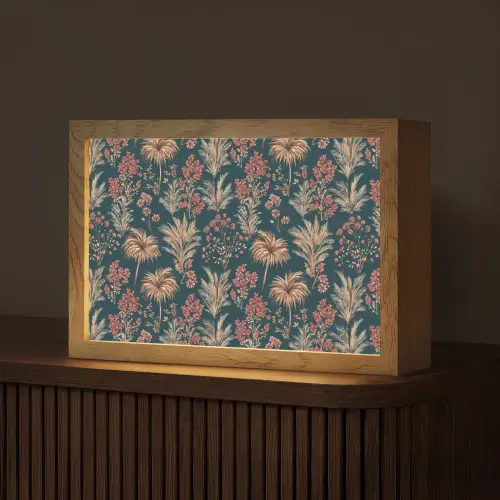 Botanisch - Patroon - Blauw Light Box met kabel (Tafellamp) klein 924 -z3d_website