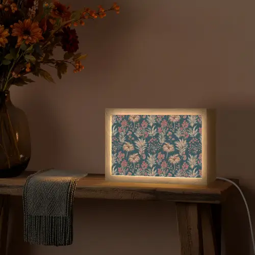 Botanisch - Patroon - Blauw Light Box met kabel (Tafellamp) klein 924 -sfeer4