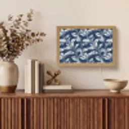 Botanisch - Patroon - Blauw Light Box met kabel (Tafellamp) klein 924 -sfeer2