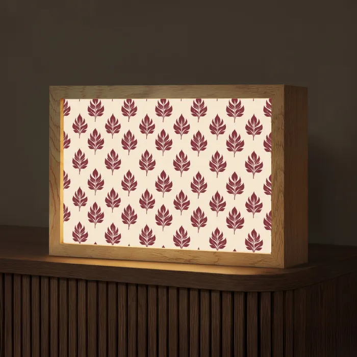 Botanisch - Patroon - Bordeaux Light Box met kabel (Tafellamp) klein 924 -z3d_website