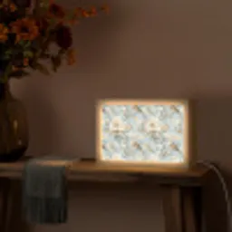 Botanisch - Zangvogel - Blauw Light Box met kabel (Tafellamp) klein 924 -sfeer4