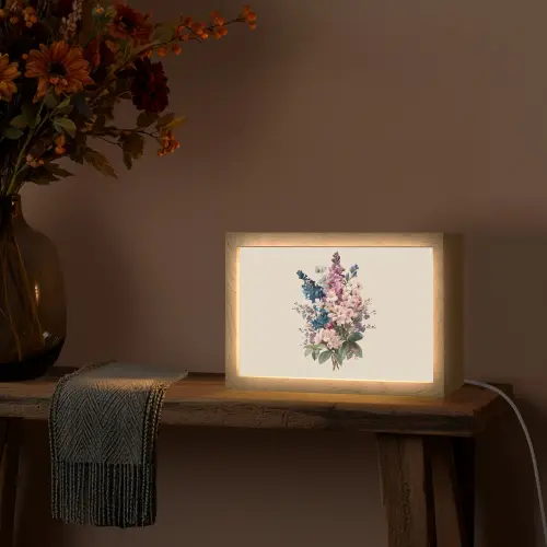 Boeket - Beige - Harmonieus - Subtiel Light Box met kabel (Tafellamp) klein -sfeer4