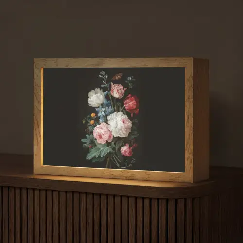 Boeket - Kleurrijk - Klassiek Light Box met kabel (Tafellamp) klein -z3d_website