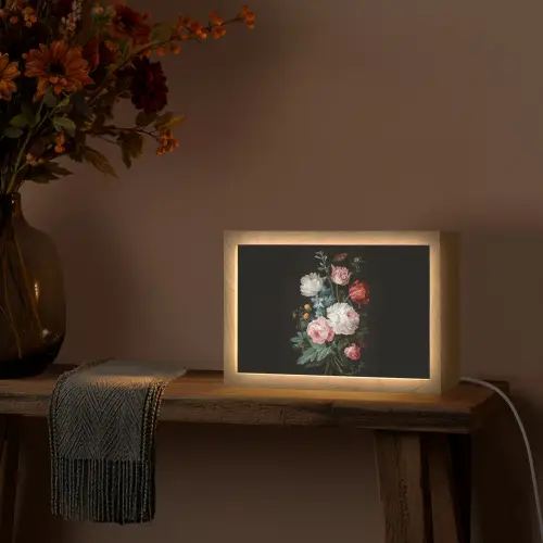 Boeket - Kleurrijk - Klassiek Light Box met kabel (Tafellamp) klein -sfeer4