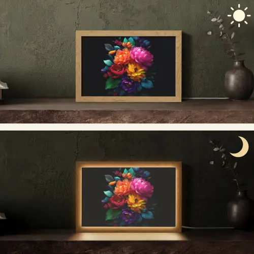 Boeket - Bloemen - Kleur Light Box met kabel (Tafellamp) klein -sfeer3