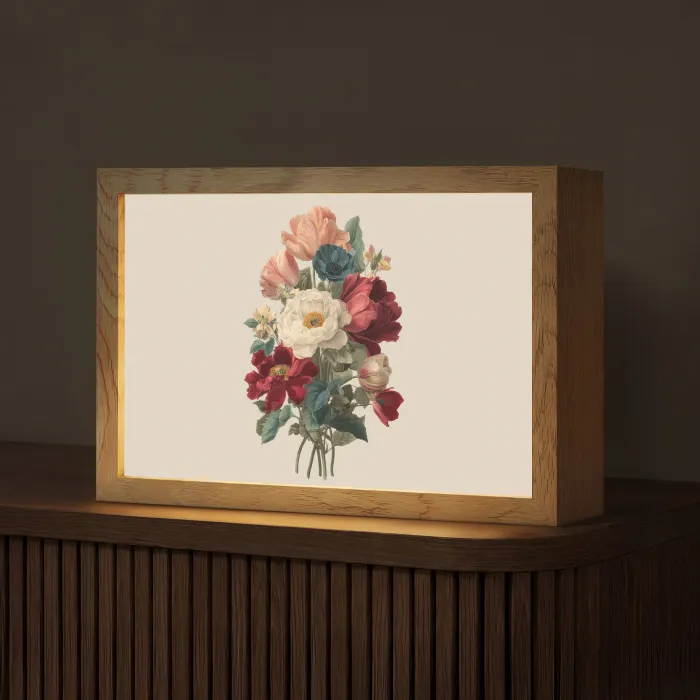 Boeket - Warme tinten - Elegant Light Box met kabel (Tafellamp) klein -z3d_website