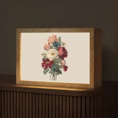 Boeket - Warme tinten - Elegant Light Box met kabel (Tafellamp) klein -z3d_website