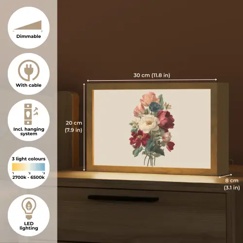 Boeket - Warme tinten - Elegant Light Box met kabel (Tafellamp) klein -USP_EN
