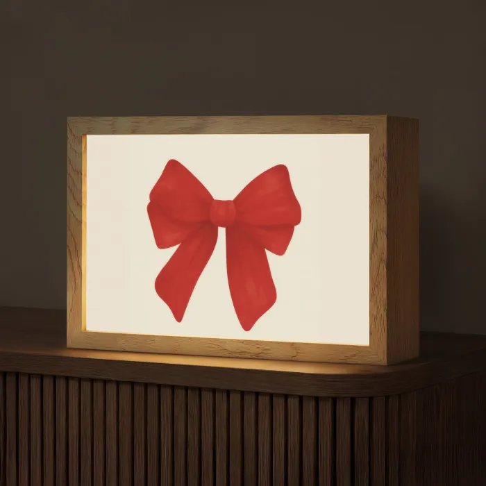Strik - Symmetrisch - Rood - Lint Light Box met kabel (Tafellamp) klein -z3d_website