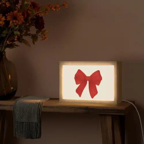 Strik - Symmetrisch - Rood - Lint Light Box met kabel (Tafellamp) klein -sfeer4