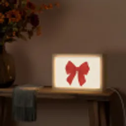 Strik - Symmetrisch - Rood - Lint Light Box met kabel (Tafellamp) klein -sfeer4