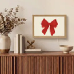 Strik - Symmetrisch - Rood - Lint Light Box met kabel (Tafellamp) klein -sfeer2