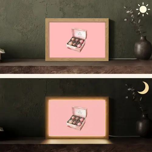 Doosje - Bonbons - Liefdevolle - Tekst Light Box met kabel (Tafellamp) klein -sfeer3