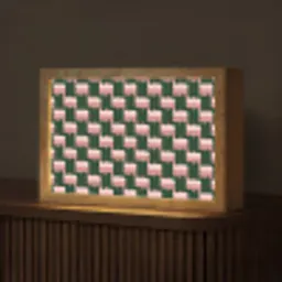 Vlechtpatroon - Groen - Roze - Geometrisch Light Box met kabel (Tafellamp) klein 924 -z3d_website