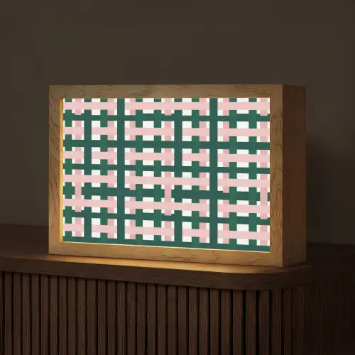 Vlechtpatroon - Groen - Roze - Grafisch Light Box met kabel (Tafellamp) klein 924 -z3d_website