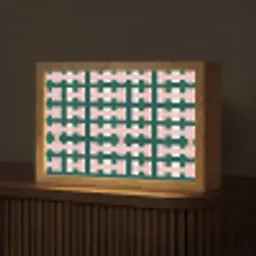 Vlechtpatroon - Groen - Roze - Grafisch Light Box met kabel (Tafellamp) klein 924 -z3d_website