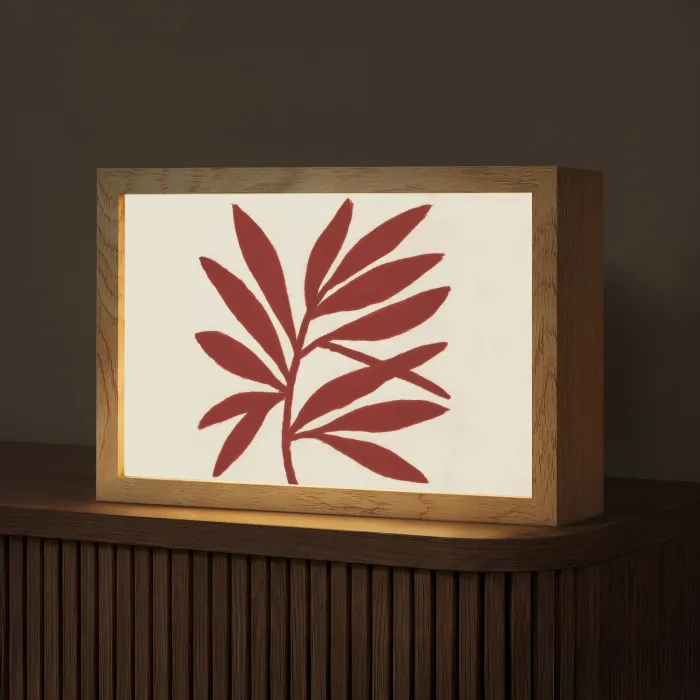 Tak - Bladeren - Rood Light Box met kabel (Tafellamp) klein -z3d_website