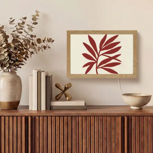 Tak - Bladeren - Rood Light Box met kabel (Tafellamp) klein -sfeer2