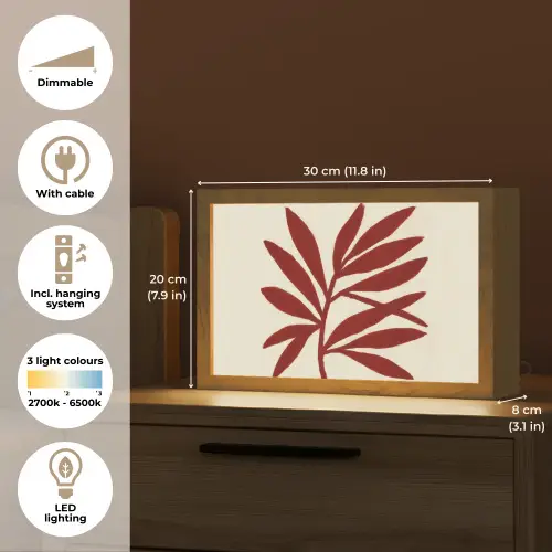 Tak - Bladeren - Rood Light Box met kabel (Tafellamp) klein -USP_EN