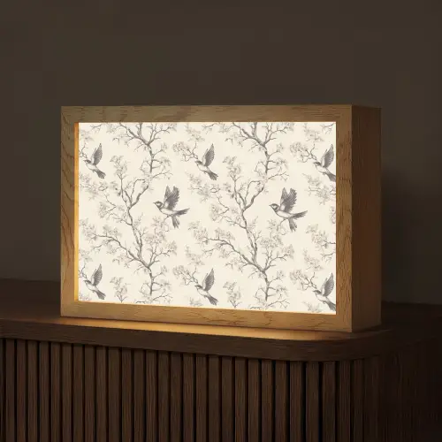 Takken - Vogels - Beige Light Box met kabel (Tafellamp) klein 924 -z3d_website